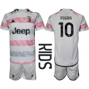 Lacne Dětský Futbalové dres Juventus Paul Pogba #10 2023-24 Krátky Rukáv - Preč (+ trenírky)